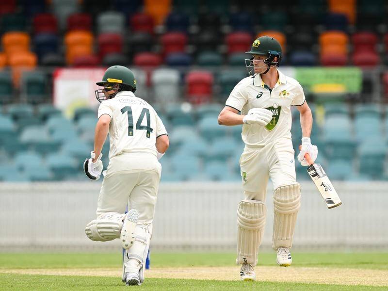 Marcus Harris (l) and Cam Bancroft (r) both got starts but didn't really cash in for the PM's XI. (Lukas Coch/AAP PHOTOS)