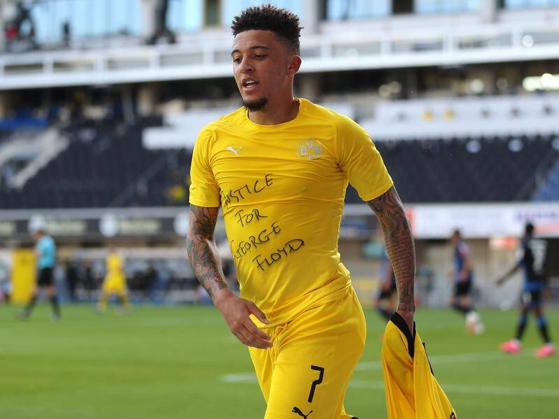 Borussia Dortmund's Jadon Sancho was one of many to protest against the death of George Floyd.