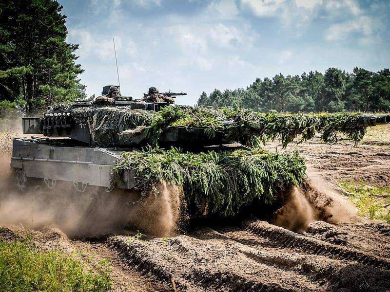 Germany has announced plans to send an initial company of 14 Leopard 2 tanks to Ukraine. (EPA PHOTO)