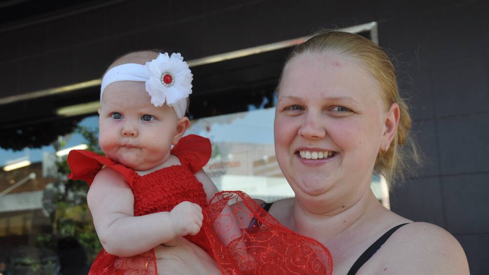 WELL-RECEIVED: Six-month-old Abigail and mum Sarah Hopps loved Christmas on John Street on Friday evening.