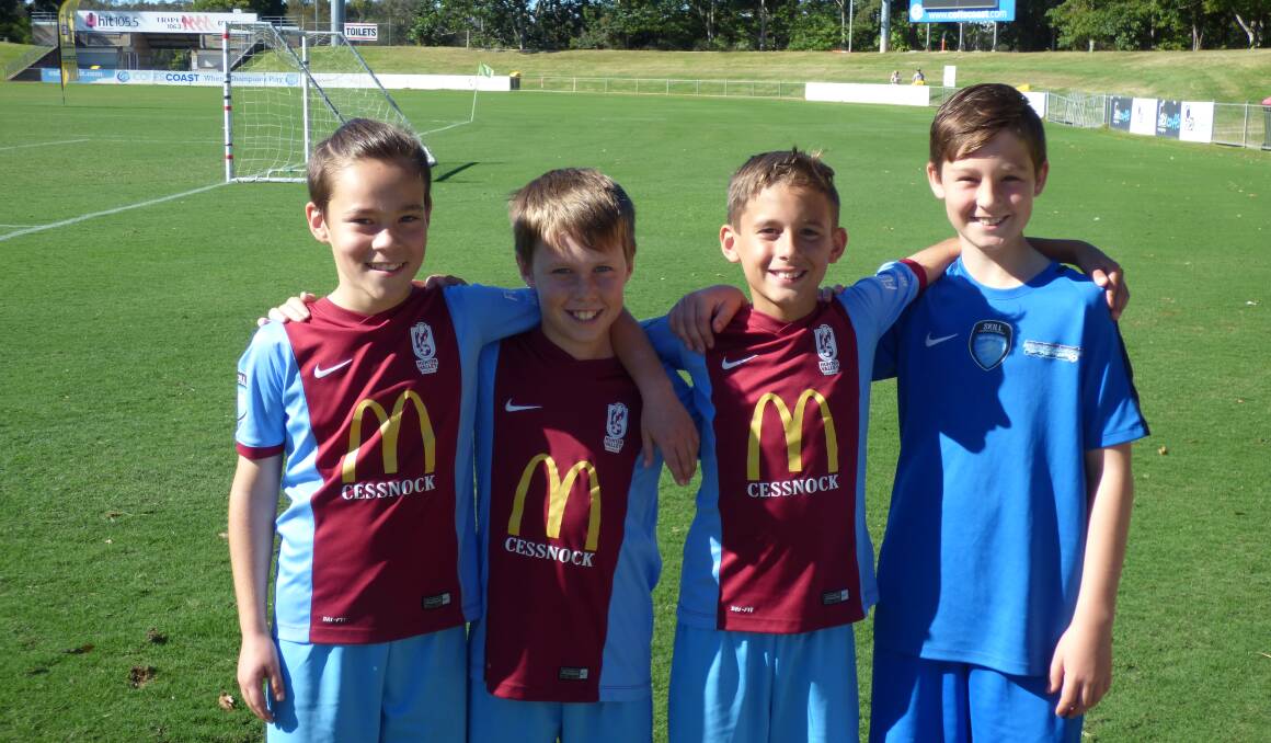 PLAYERS TO WATCH: Four of Singleton's junior soccer stars Campbell McNamara, Samuel Pearce, Kaiden Boldery and Tye Walker featured in the State SAP championship in Coffs Harbour over the weekend.