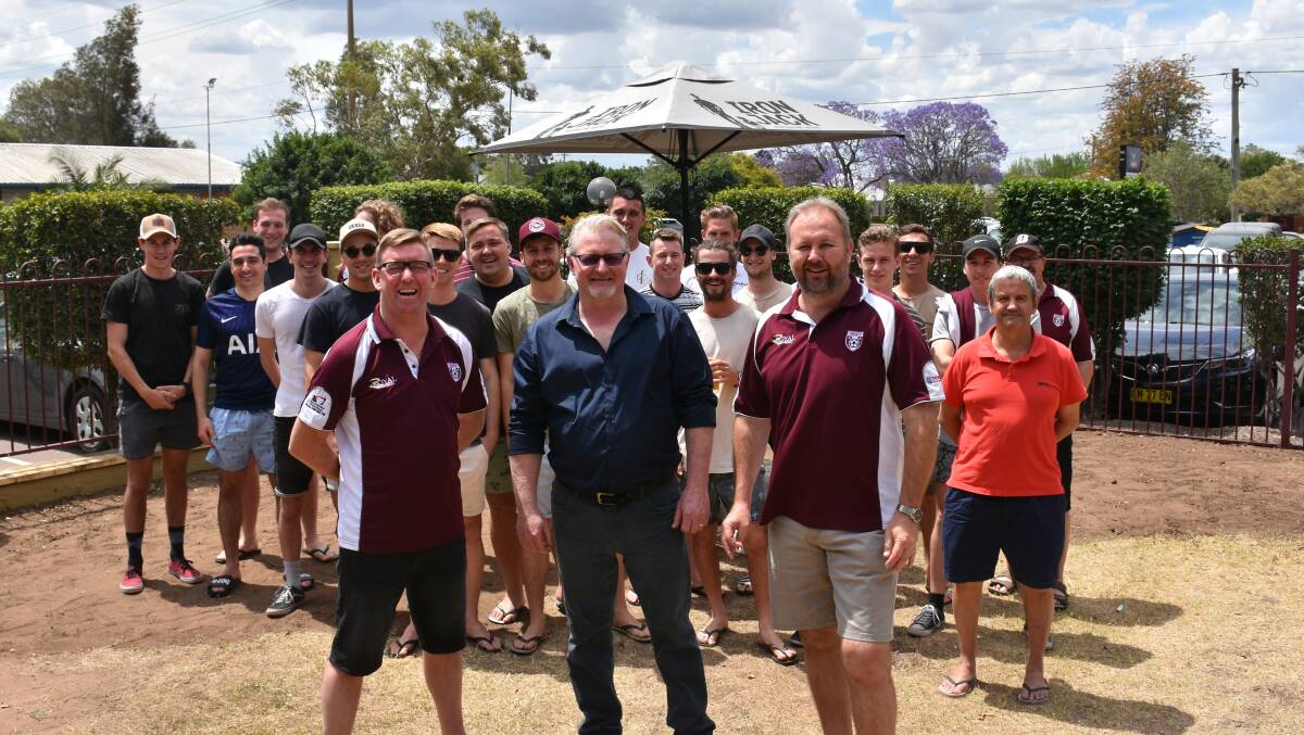 MEET THE COACH: Singleton Strikers leaders Todd Geddes (club president), Brendan Slade (first grade coach) and Warren Gillespie (club secretary) pictured at the Royal Hotel, Singleton on Sunday.