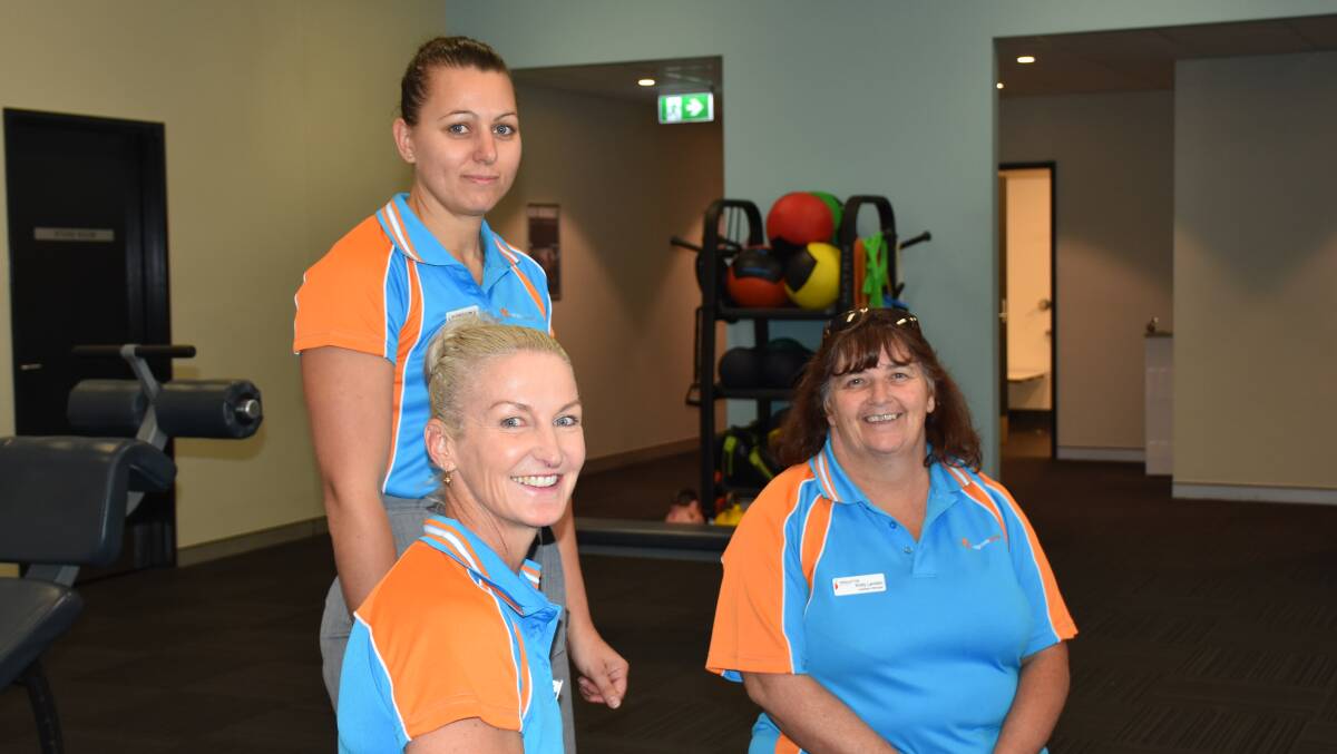IN THE GYM: Amanda Lenton, Nikki Moody and Kristy Lambkin pictured at the gym facility earlier this month.