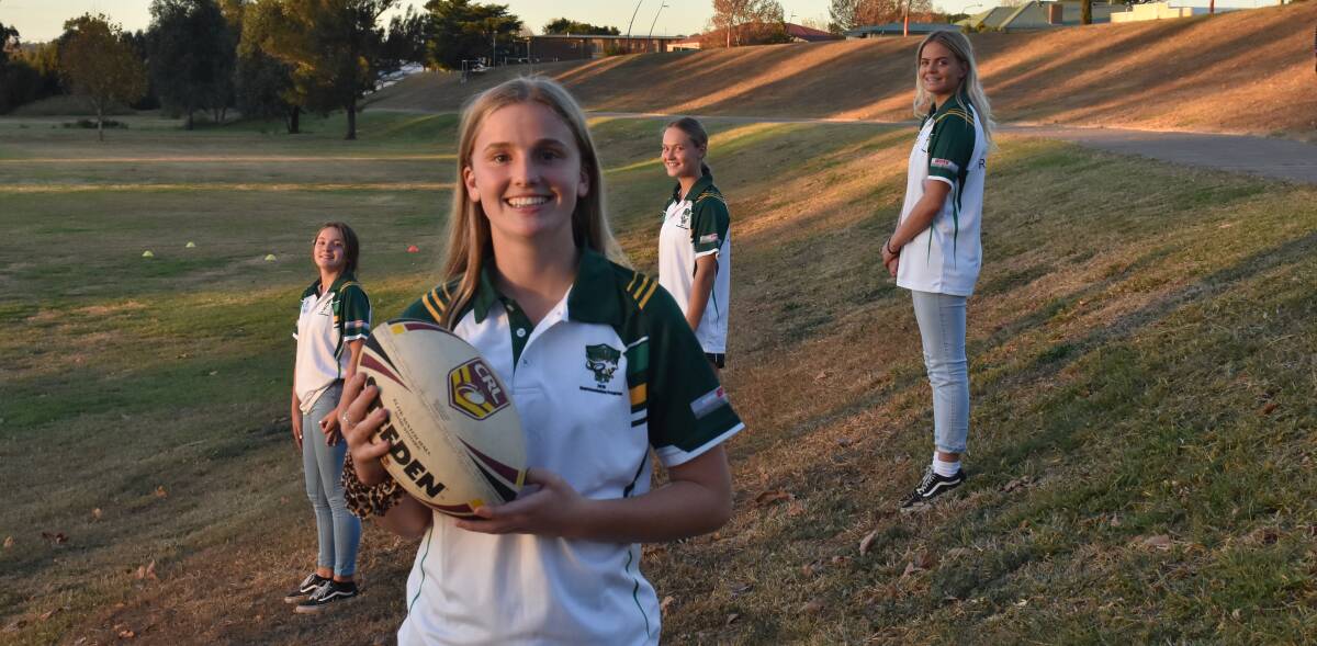 SMILING SOPHIE: Singleton half-back Sophie Clancy proudly stands before Ruby Bennett, Jules Kirkpatrick and Caitlan Warren ahead of the Hunter Cup this weekend.
