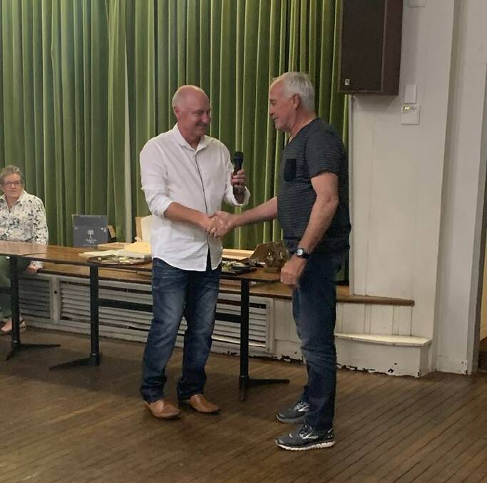THE BOSS: Club president Jason Barry recognised the 43-year contribution of Terry Howard (pictured) and Nathan Bagnall on Saturday evening.