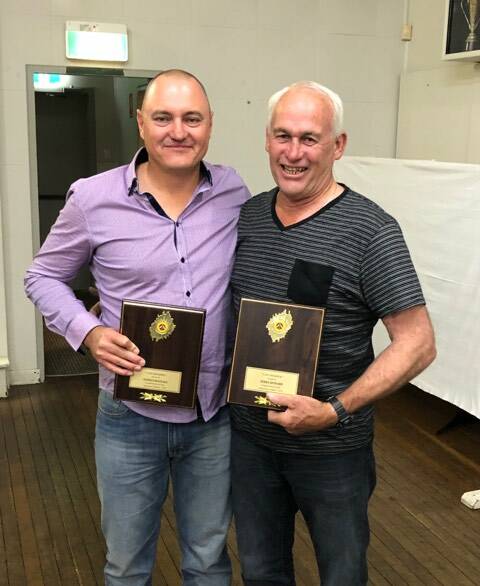 LIFE MEMBERS: Nathan Bagnall and Terry Howard on Saturday evening.