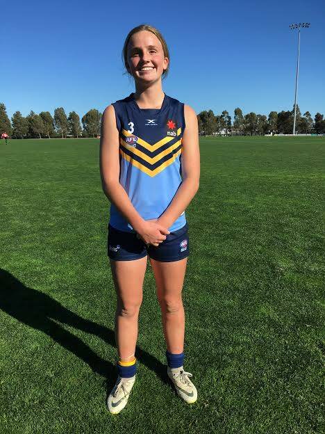 FLASHBACK: Sophie Clancy pictured representing the NSW Rams (under-16 AFL state team) in Melbourne.