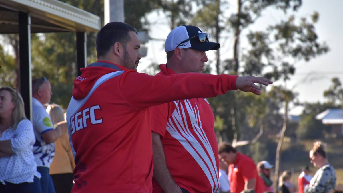 CLUBMEN: Singleton Greyhounds club officials Jye Bayley and Dan Higgins pictured earlier in the year.