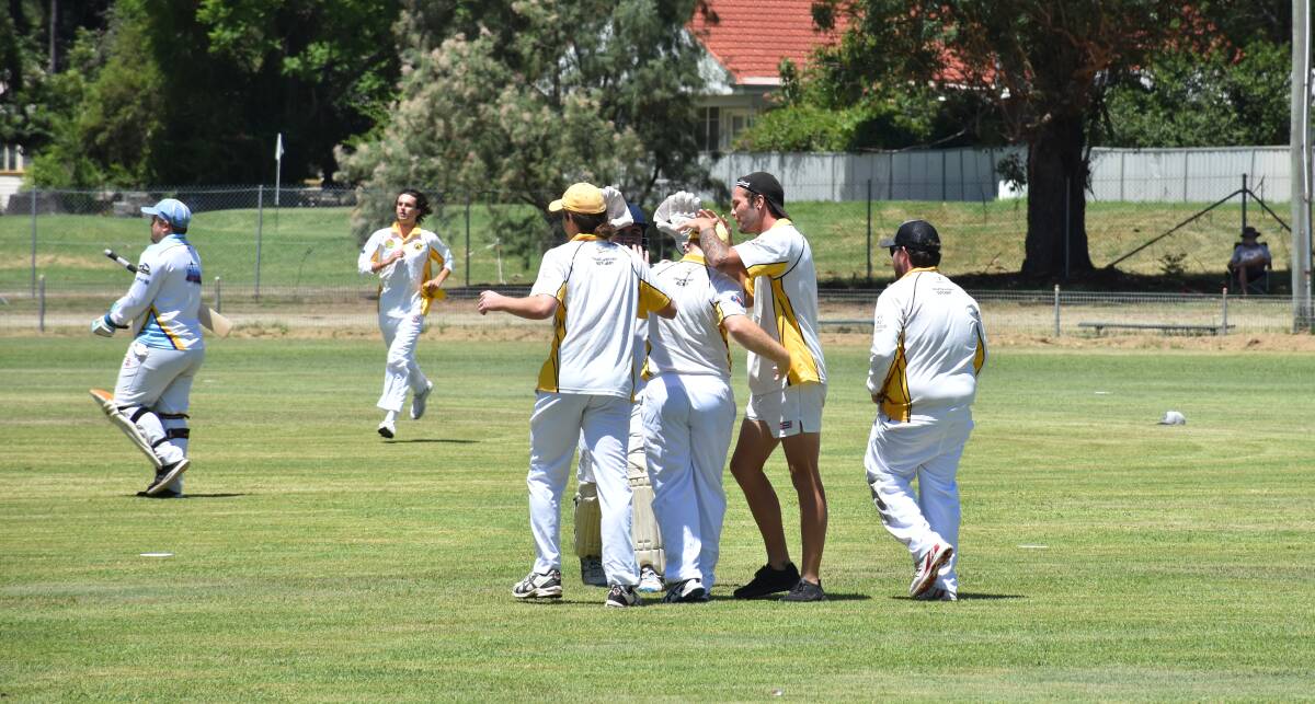 FLASHBACK: Valley players pictured celebrating their upset T20 second grade grand final win over Creeks in February.