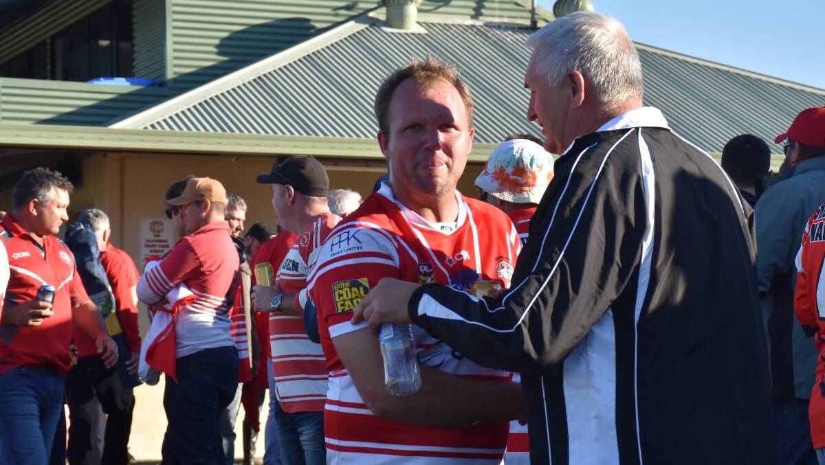 PROUD CAPTAIN: Luke Gardner pictured moments after the Singleton Greyhounds' 84-0 victory over Denman this afternoon.