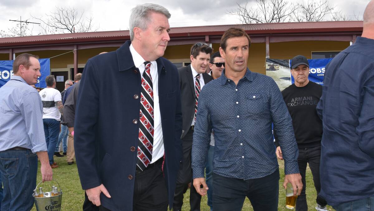BIG NAMES: The event's founder Peter Dunn pictured with NRL legend Andrew Johns at Singleton's Rugby Park.