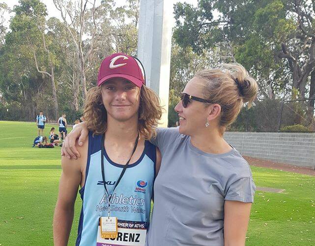 SAXON'S SENSATIONAL SEASON: Saxon Lorenz pictured in Perth this morning with his coach Hilary Kennedy.