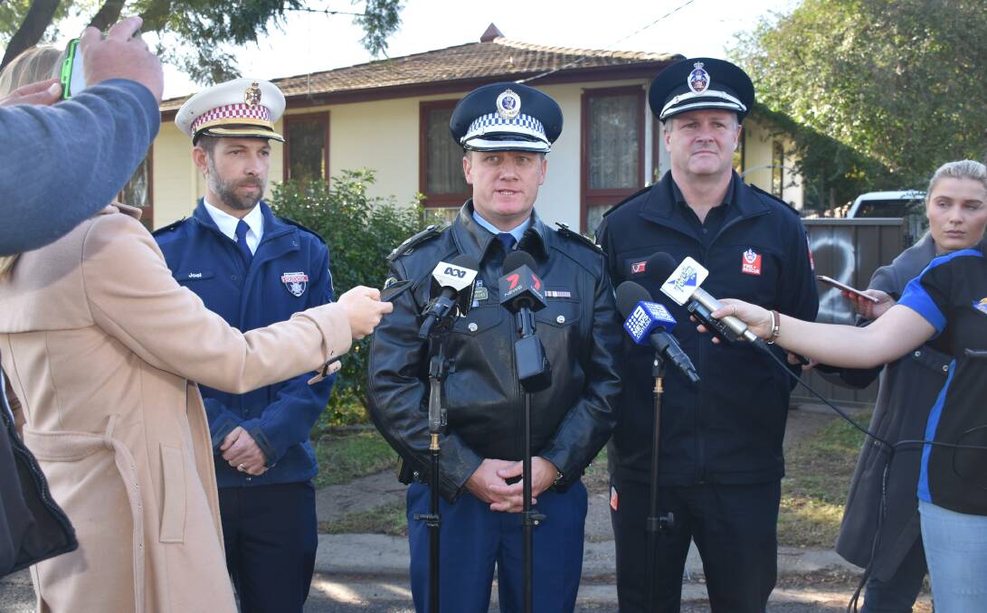 PRESS CONFERENCE: NSW Ambulance Service Inspector Joel De Zuna, Hunter Valley Police District Commander Superintendent Chad Gillies and Fire and Rescue NSW Superintendent Joshua Turner address the media this morning.