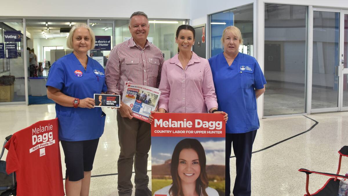 SUPPORT FOR MELANIE: Julie Ljubovic (NSW Nurses and Midwives organiser), Joel Fitzgibbon (Federal Member for Hunter), Melanie Dagg (Country Labor candidate for the Upper Hunter) and Janine Morfitt (Secretary for NSW Nurses and Midwives’ Association - Singleton Branch).