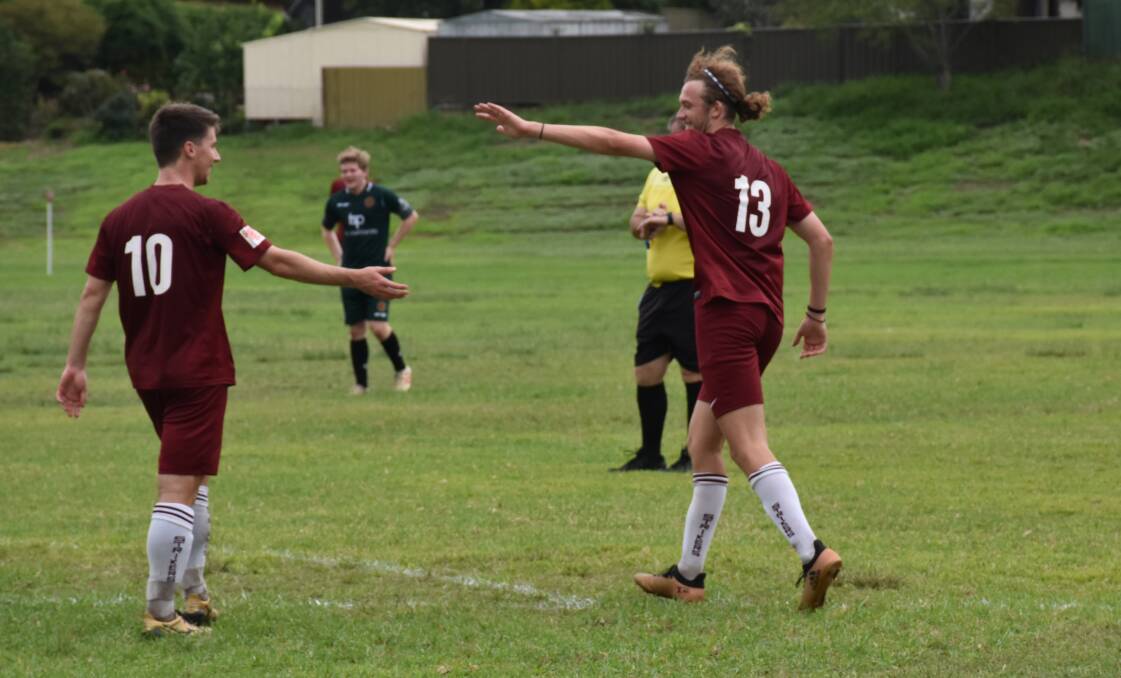 THE SEALER: The moments Singleton Strikers captain Hayden Nicol celebrated his side's third goal courtesy of substitute Tristan Muir.