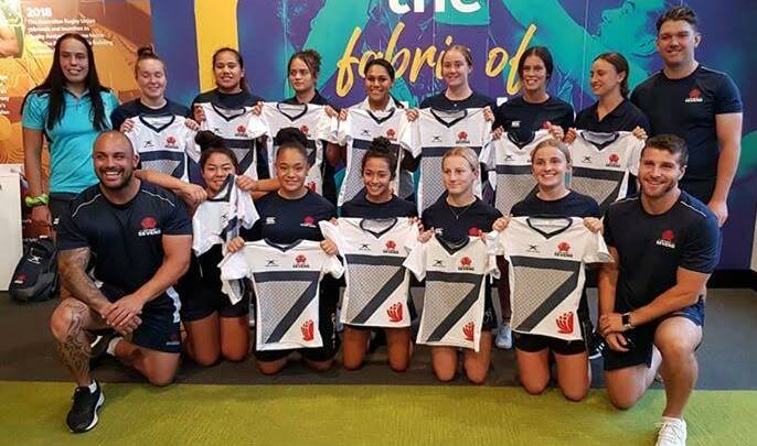 SOPHIES' SQUAD: The NSW 2 line-up, featuring Singleton's Sophie Clancy, pictured in Sydney on Thursday evening ahead of the 2019 National Youth Sevens tournament held on the Sunshine Coast this Saturday.