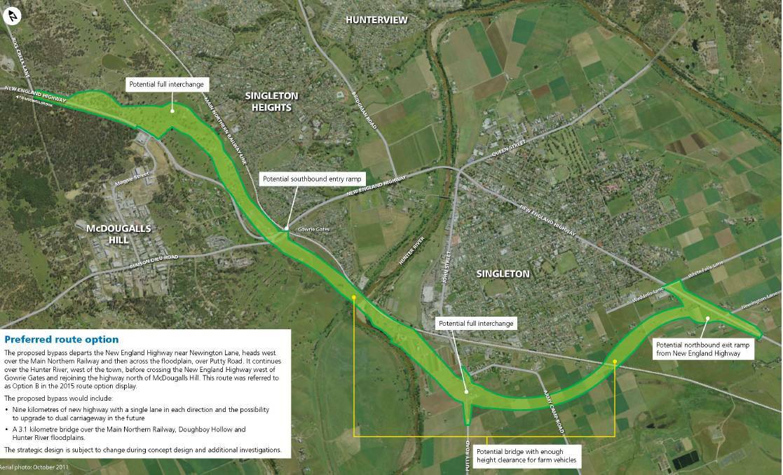 THE ROUTE: Plans for the proposed Singleton bypass released by the Singleton Argus in December, 2016.