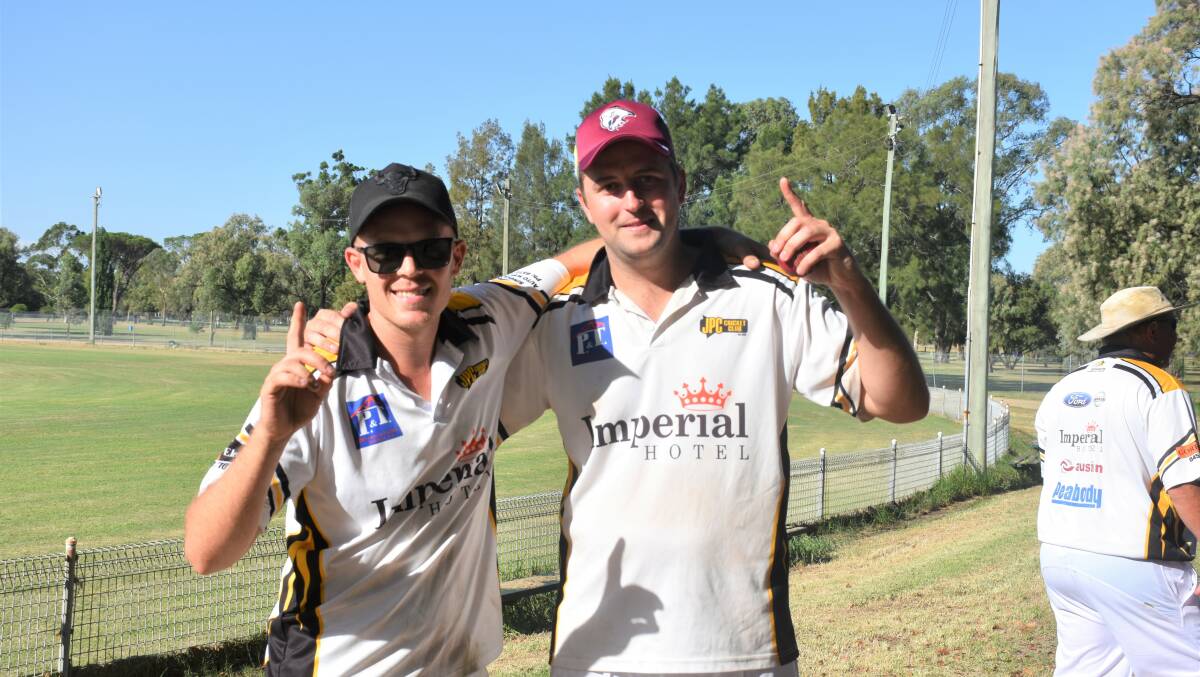 SDCA FIRST GRADE: Josh Harvey (JPC captain) pictured with tail-ender Josh Rinkin after the T20 final last week.