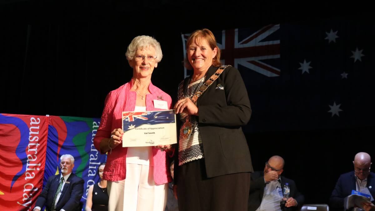 AUSTRALIAN PRIDE: Citizen of the Year Val Smith with Mayor of Singleton, Cr Sue Moore. (Photo supplied)