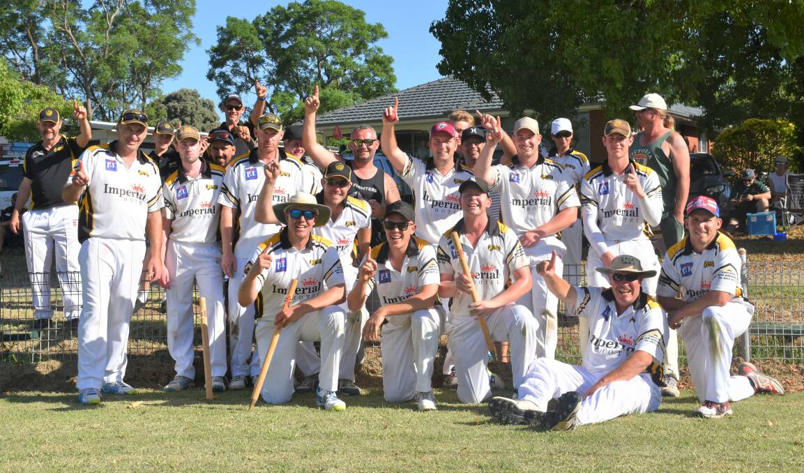 THE MAIN GAME: JPC's first grade side pictured celebrating their thrilling T20 grand final victory over Valley at Howe Park.