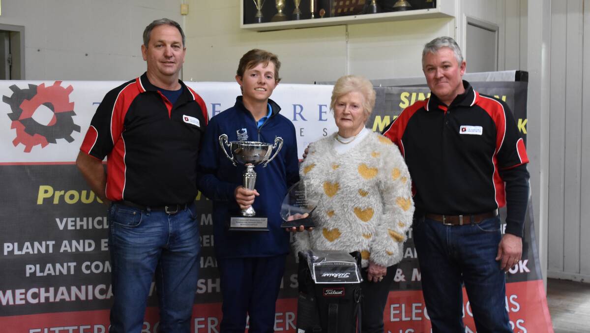 SINGLETON JUNIOR OPEN: Hamish Ellison recieves his trophy from Leah Considine on Sunday afternoon.