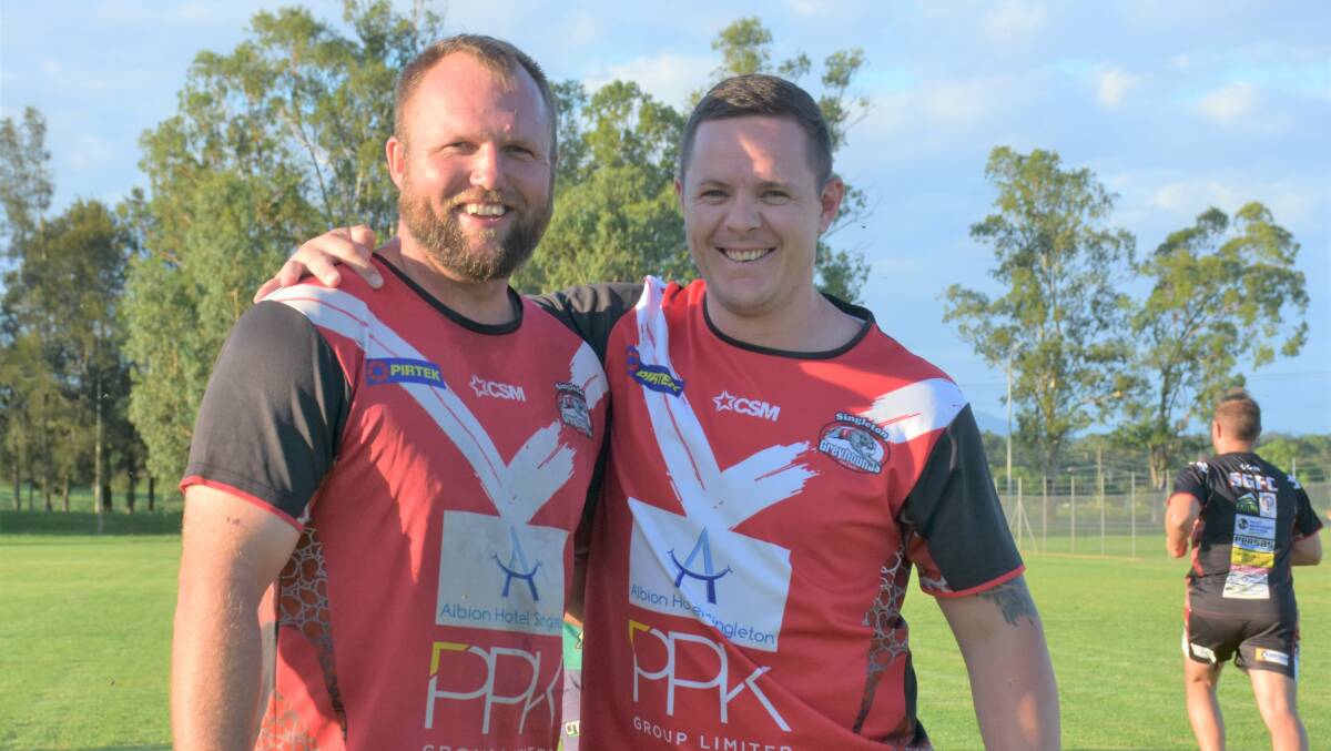 SINGLETON DUO: Greyhounds legend Luke Gardner and new coach Jake Hawkins can't wait to play their first official Group 21 match together.
