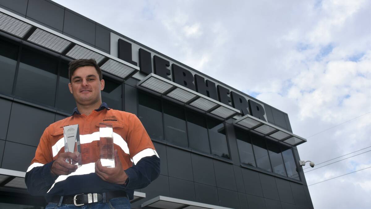 SUCCESS: Hunter Valley Training Group employee Oliver Powell was awarded with the Liebherr Australia Group 'Apprentice of the Year' award.