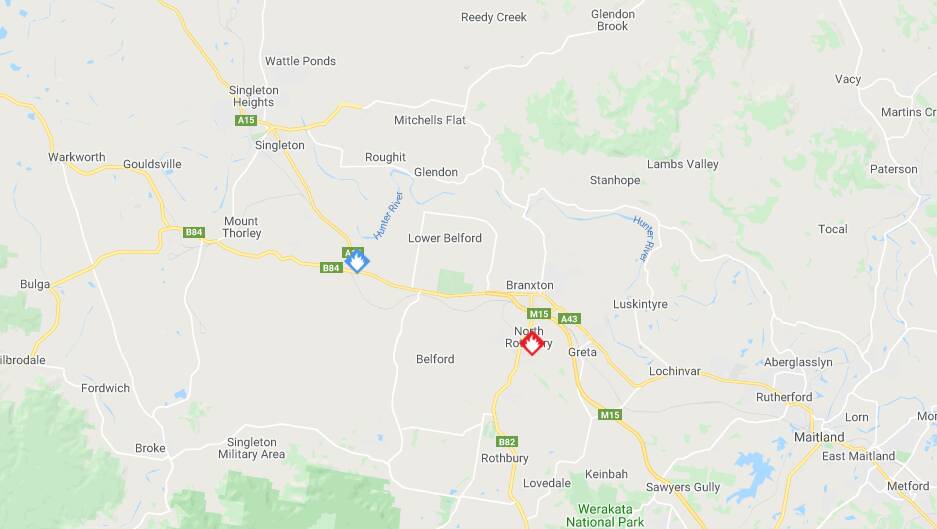 NORTH ROTHBURY FIRE: The NSW Rural Fire Service website has warned residents of Wine Country Drive, North Rothbury and Huntlee to seek shelter as Lower Hunter crews battle a nearby bushfire.