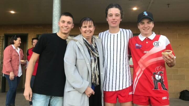 THE NEXT GENERATION: Darcy Saunders, Ruth Swan (proud mother), Nathan Swan and Cameron Saunders pictured on the eve of the debutant's 16th birthday.