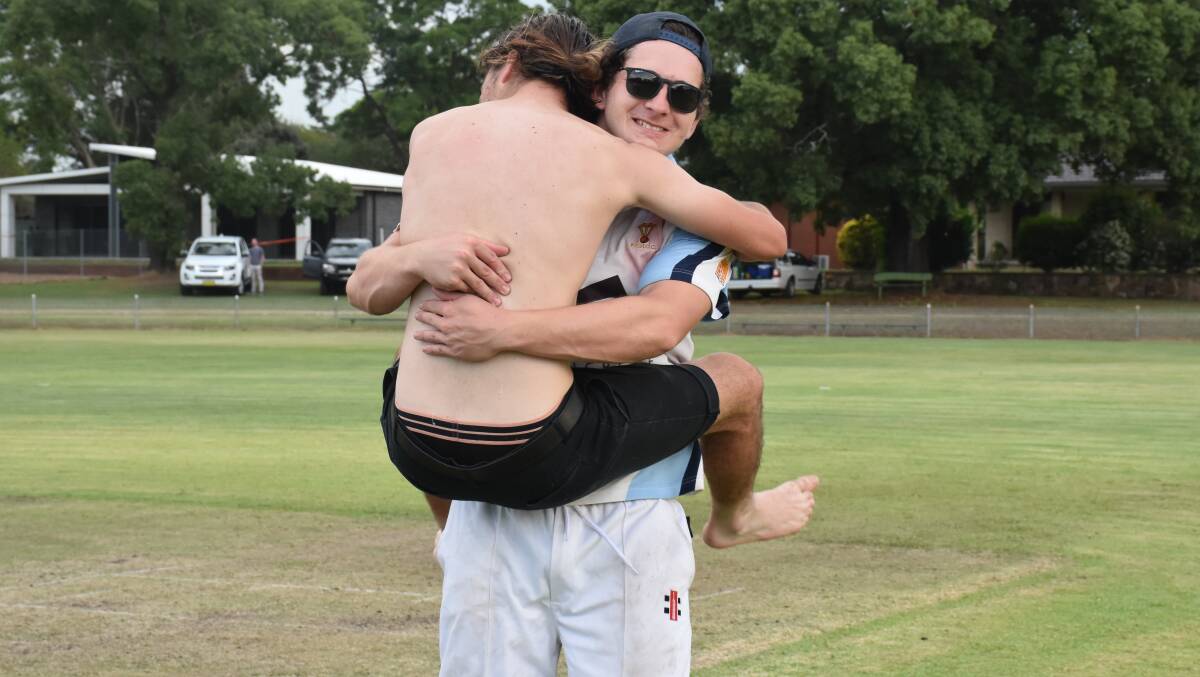 THE DROUGHT IS OVER: Jackson Cox sprints to the centre of the Howe Park Oval and jumps for joy moments after his men end a 17 year premiership drought.
