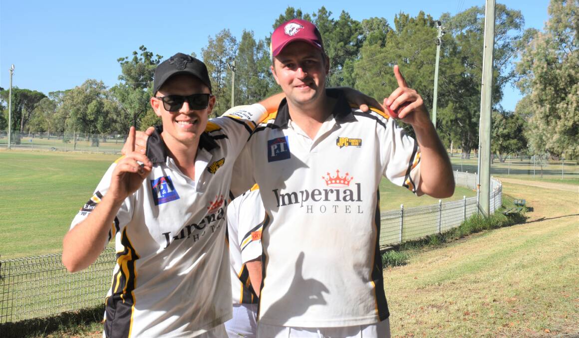 Josh Harvey pictured with fellow bowler Josh Rinkin