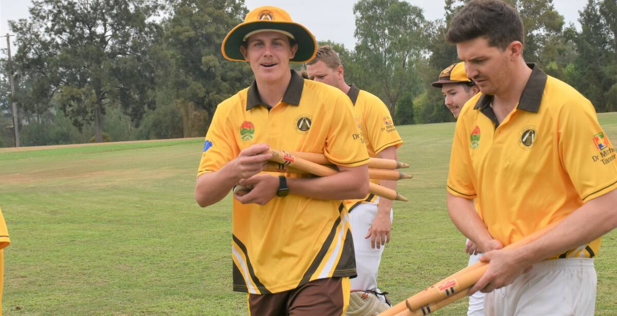 ONE TO WATCH: Teenager Isaac Barry, pictured with his Valley and SDCA captain Jacob Carey on Saturday, was Singleton's leading run scorer against Cessnock.