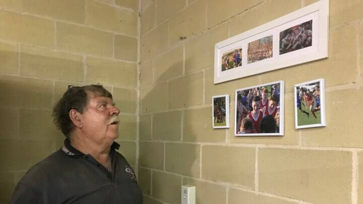 PROUD FATHER: Pete Childs visited the Singleton Roosters' club rooms on Thursday evening in support of his son's teammates.