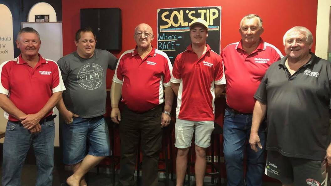 CLUBHOUSE WACKA'S: Ross Bailey, Brendan Allen, Charlie Walters, Cooper Bailey and Gary Simpson with sponsor Brad Solman.