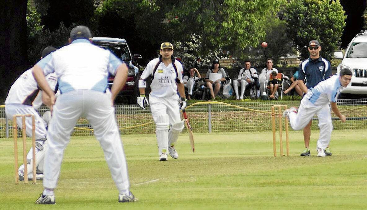 ON TARGET:  Nick Cox delivers a ball for PCH during their first grade match against JPC.  Also pictured is JPC batsman Ashley Borg and umpire Luke Knight.