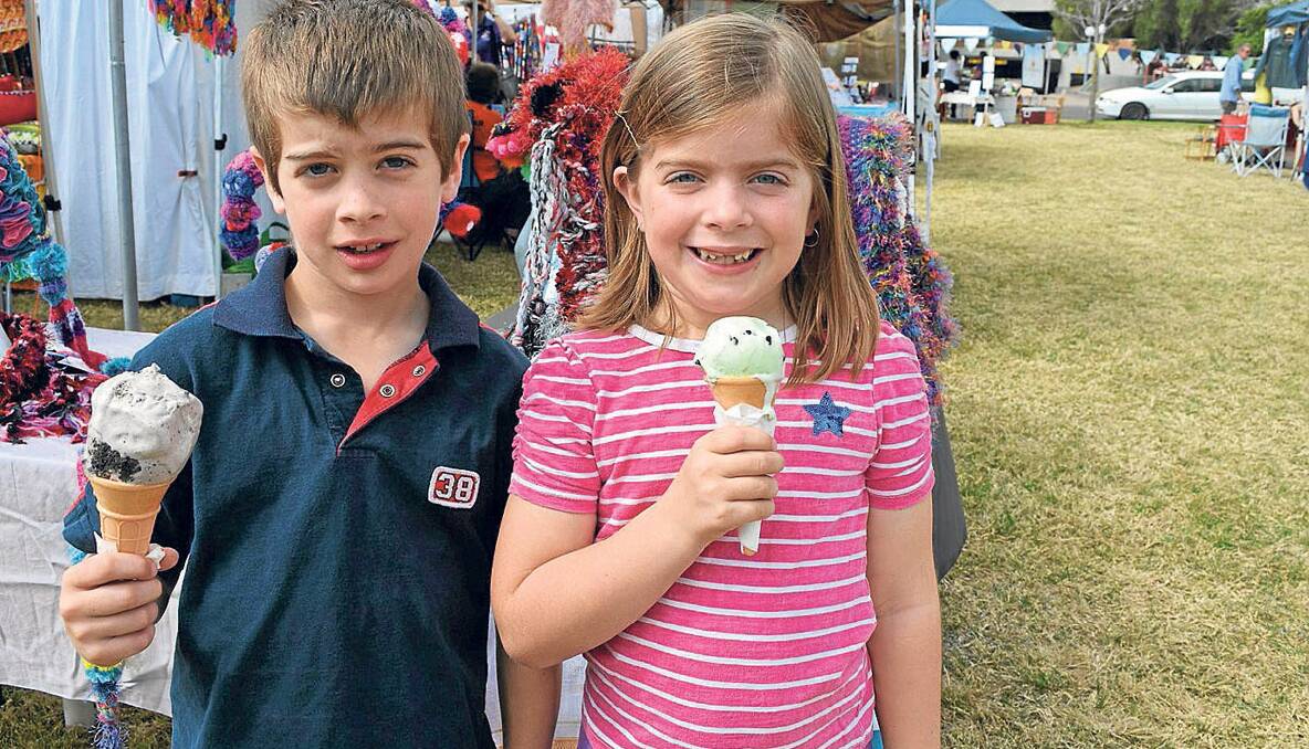 Enjoying an icecream were siblings  Michael and Paige Chaplin.