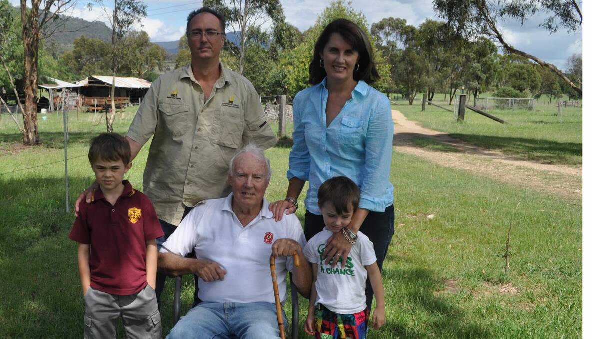 CONCERN:  Douglas Chapman with his son, Bryan, daughter-in-law Louise and grandsons Myles (left) and Jonathon on their Apple Tree Flat property ‘Appletree’ owned by the family for more than 100 years.